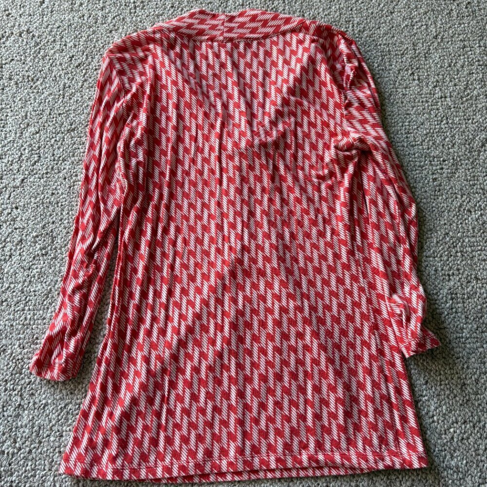 Ann Taylor XS Geometric Print Knotted Bust Top Office Siren Work - Picture 5 of 7
